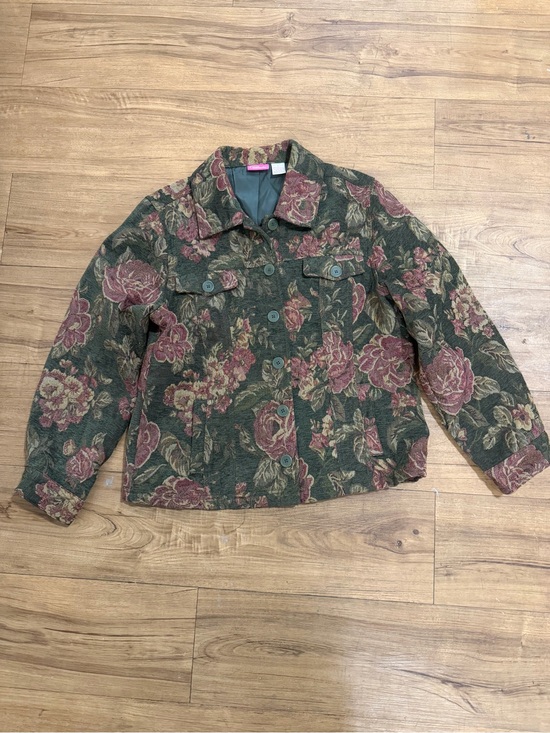 Cappagallo Jackets & Blazers - Floral Button-Front Jacket - Green & Rose